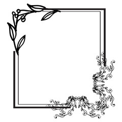 Black and white elegant leaves and flowers, various pattern card. Vector
