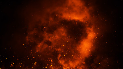 Perfect fire particles embers on background . Smoke fog misty texture overlays. Design element.