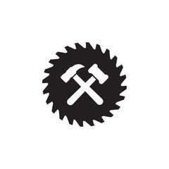 Woodworking gear logo design template vector element isolated