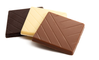 white, milk and black chocolate