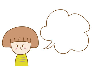 Smiling girl with speech bubble, vector illustration