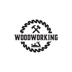 Woodworking gear logo design template vector element isolated