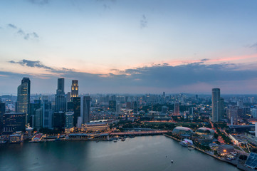Fototapeta na wymiar Aerial view of Singapore Central Business District with office buildings