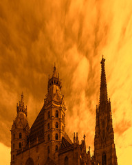 Fototapeta premium Vienna, Austria - St Stephen Cathedral against blue sky. Copy space.