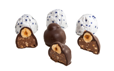 candy cane with nuts isolated