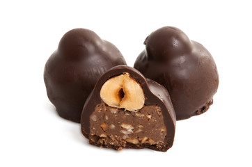 candy cane with nuts isolated