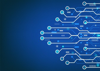 Abstract blue technology background.Vector circle and electricity line with blue electronic cycle.Digital data,circuit board,Scientific background,Digital art and Abstract background concept.