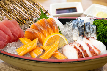 Set sashimi popular food of Japan.