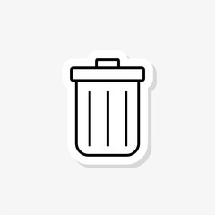 Trash can sticker isolated on white background. Trash can icon in trendy design style