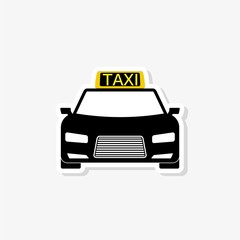 Taxi sticker isolated on white background. Taxi icon in trendy design style