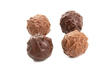 chocolate truffles isolated
