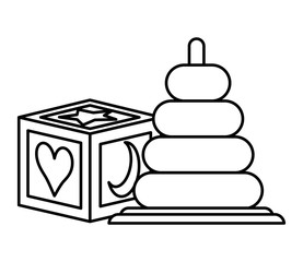 pile rings and block baby toys icons