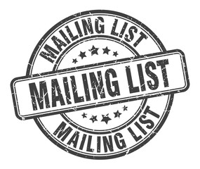 mailing list stamp. mailing list round grunge sign. mailing list