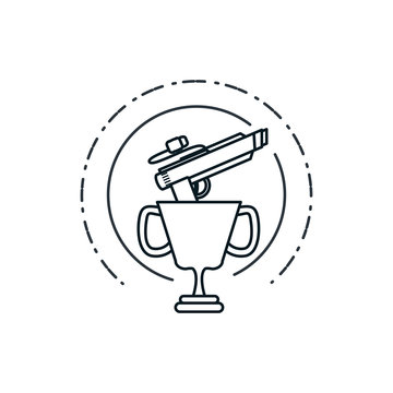 gun weapon video game with trophy cup