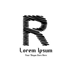 Design of alphabet letter R with wavy lines stripe as a logo for a company or business