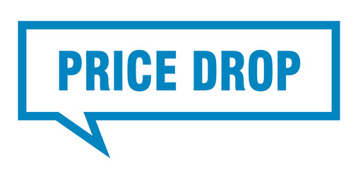 price drop sign. price drop square speech bubble. price drop