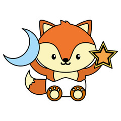 cute little fox baby with moon and star toys