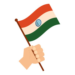 hand with indian flag independence day