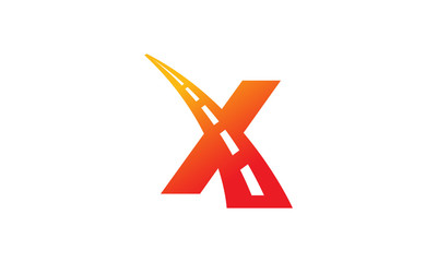 letter X logo with road shape