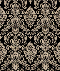 Vector damask seamless pattern background. Classical luxury old fashioned damask ornament, royal victorian seamless texture for wallpapers, textile, wrapping. Exquisite floral baroque template.