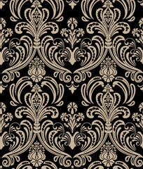 Fototapeta premium Vector damask seamless pattern background. Classical luxury old fashioned damask ornament, royal victorian seamless texture for wallpapers, textile, wrapping. Exquisite floral baroque template.