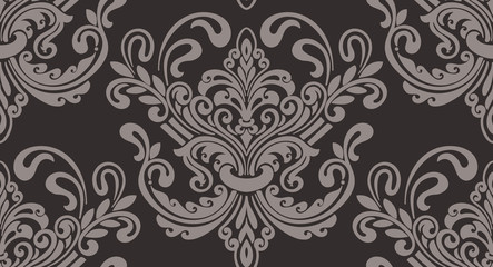 Vector damask seamless pattern element. Classical luxury old fashioned damask ornament, royal victorian seamless texture for wallpapers, textile, wrapping. Exquisite floral baroque template.