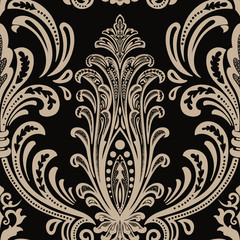 Vector damask seamless pattern element. Classical luxury old fashioned damask ornament, royal victorian seamless texture for wallpapers, textile, wrapping. Exquisite floral baroque template.