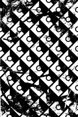 Grunge abstract isometric pattern. Vertical black and white backdrop.