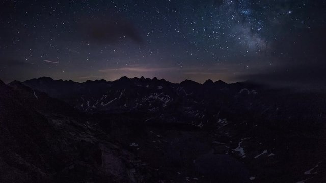 Night time lapse, Milky way over Tatras mountain landscape Poland