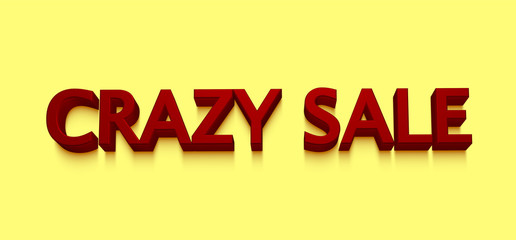 'CRAZY SALE' red 3d lettering on yellow background