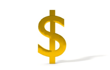 golden dollar sign isolated on white