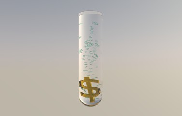 LABOARATORY FLASK WITH A DOLLAR SIGN, 3D ILLUSTATION