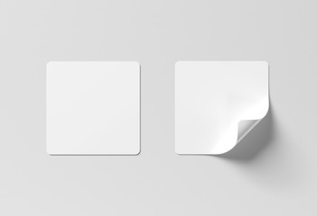 Squared sticker mockup isolated on white 3D rendering - obrazy, fototapety, plakaty