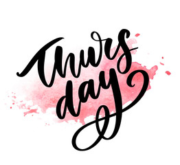 Happy Thursday - Fireworks - Today, Day, weekdays, calender, Lettering, Handwritten, vector for greeting