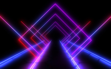 abstract background neon tunnel. 3d illustration