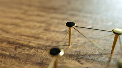 Linked Conceptual Teamwork. Network, Networking, Connect. Abstract Networking. 3D Rendering.