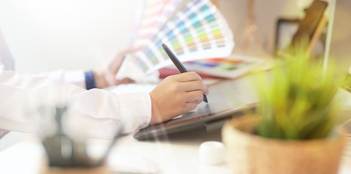 Graphic creative designer working in studio office