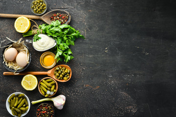 Tartar sauce. Top view. free space for your text.