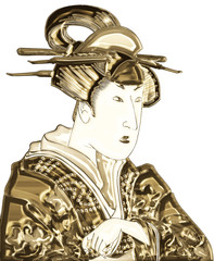 浮世絵　歌舞伎役者　女性　その1　金バージョン