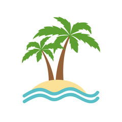 Fototapeta na wymiar small island with palm trees summer holiday design vector illustration EPS10