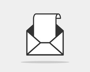 Open letter icon vector isolated on white background. Mail symbol web design element.