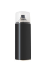 Black spray can isolated on white background. Blank container
