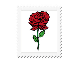 Vector postal stamp frame with flower motif sketch for design.
