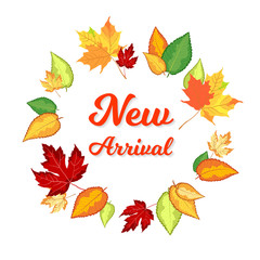 Beautiful background for sale with autumn leaves on a white background. Vector illustration