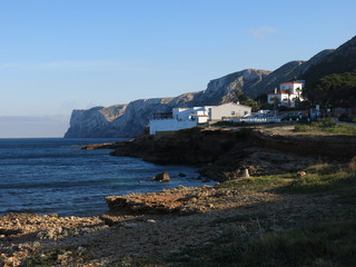 Fototapeta na wymiar Cliffs at the Costa Blanca, seen from Denia, Spain.