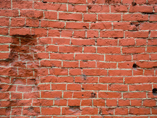 Obraz premium Old red wall with realistic painted brickwork.