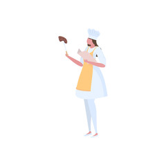Activities woman chef in uniform. Professional restaurant worker. 