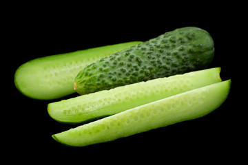 Cucumber vegetable on blak