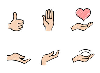 Hand sign and heart icon