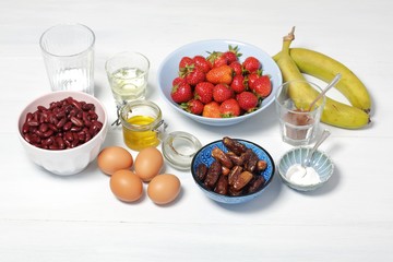 making red kidney bean brownie - ingredients